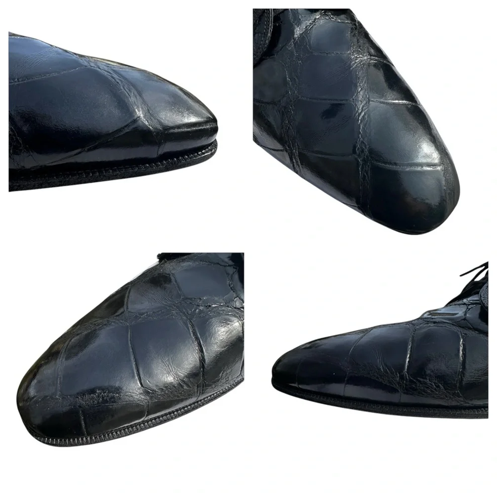 Mauri Alligator Leather Derby Shoes Lace Up Black US 11 1/2 11.5 Medium Vintage